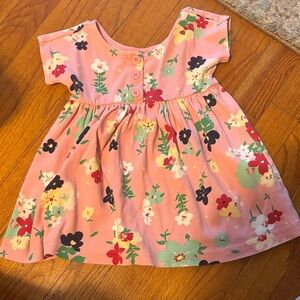 Hanna Andersson Pink Floral Short-Sleeve Button Dress